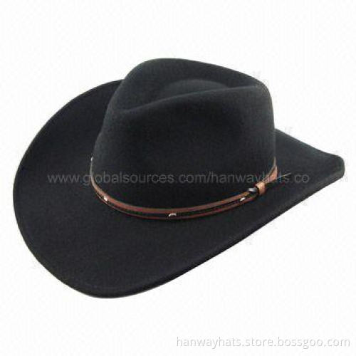 Wool Felt Cowboy Hat with PVC Band and Rivets